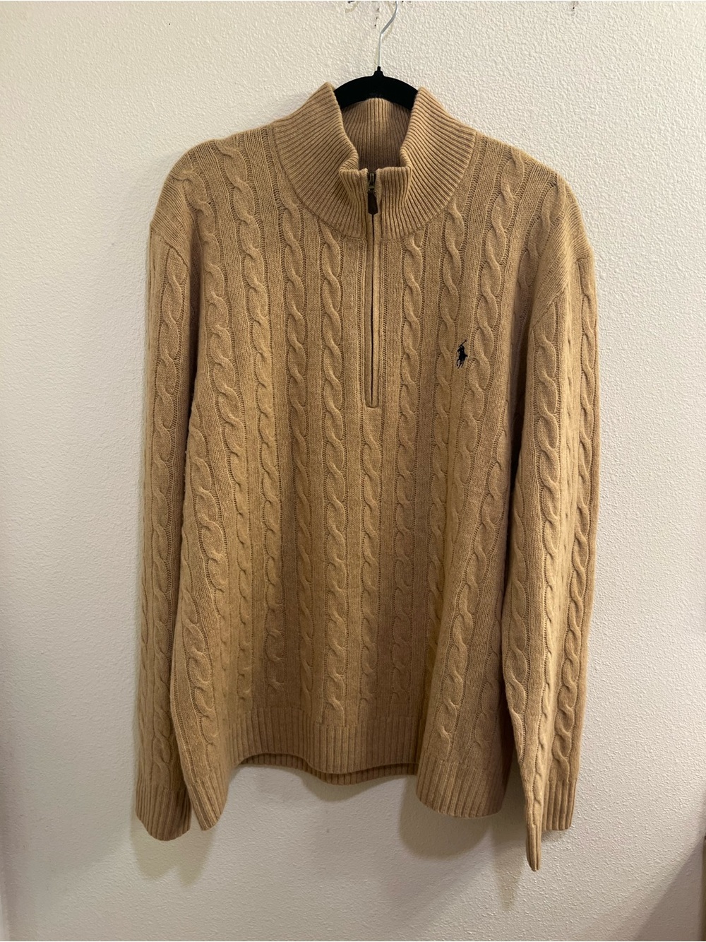 Polo Ralph Lauren Quarter Zip Sweater Mens XXL Wool Cashmere Cable Knit